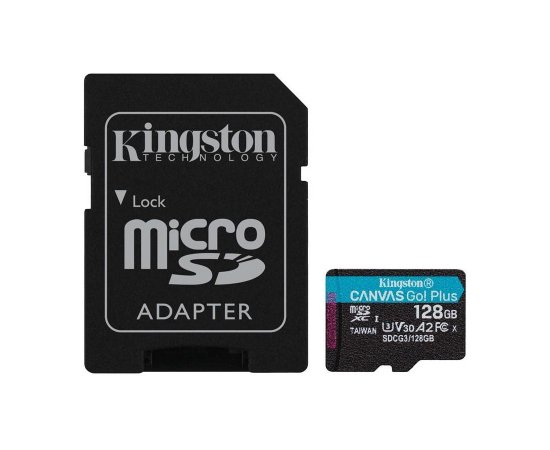 KINGSTON 128GB MICROSDXC CANVAS GO PLUS A2 U3 V30 170MB/S + ADAPTER, SDCG3/128GB