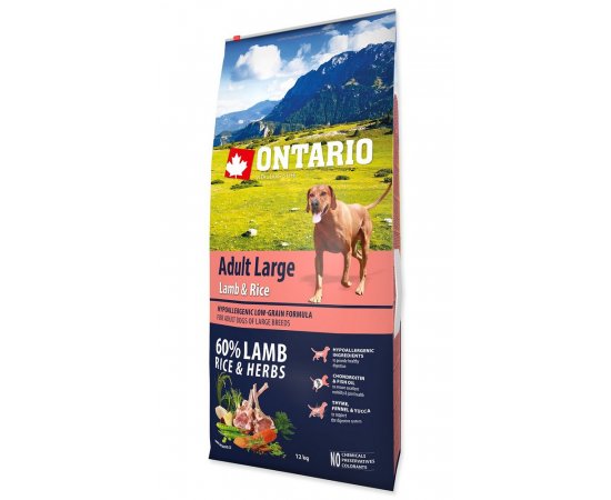 ONTARIO DOG ADULT LARGE LAMB AND RICE AND TURKEY (12KG)