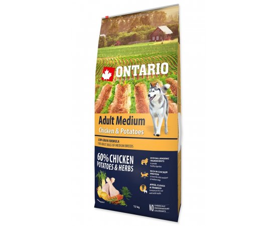 ONTARIO DOG ADULT MEDIUM CHICKEN AND POTATOES AND HERBS (12KG)