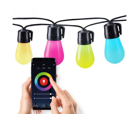 SOLIGHT WO795 LED SMART VONKAJSIA RETAZ S RGB ZIAROVKAMI, BLUETOOTH, 15 ZIAROVIEK, 14M+6M, 10W