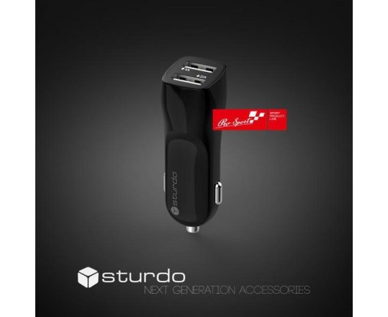 STURDO NAU-0017-STU-2XUSB AUTONABIJACKA 2XUSB, CIERNA, KAPACITA 2A