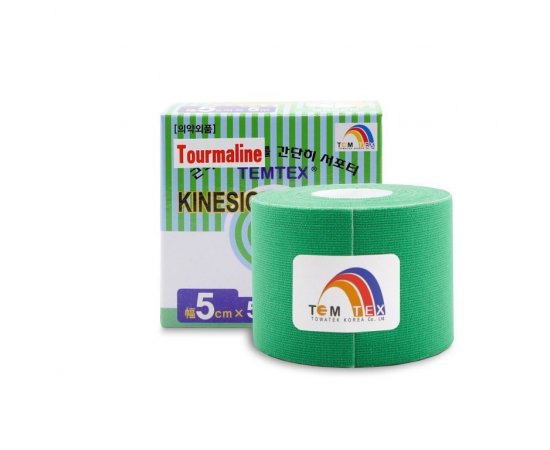 TEMTEX KINESIO TAPE TOURMALINE, ZELENA TEJPOVACIA PASKA 5CM X 5M