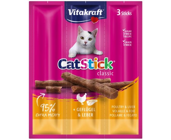 VITAKRAFT CAT STICK MINI HYDINA/PECEN 3 KS, 18 G, 2436725