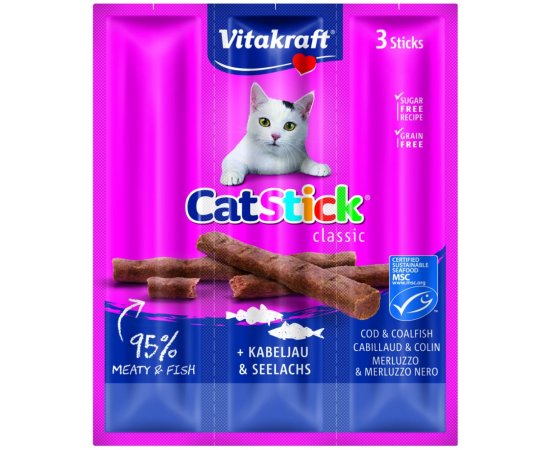 VITAKRAFT CAT STICK MINI TRESKA/TRESKA TMAVA 3 KS, 18 G, 2424003