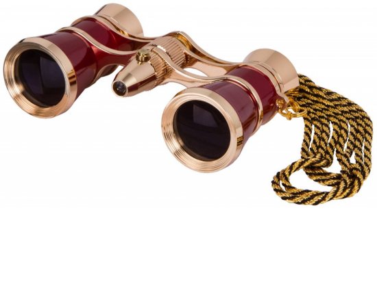 Levenhuk Broadway 325F Opera Glasses (red, with LED light and chain) (Red)