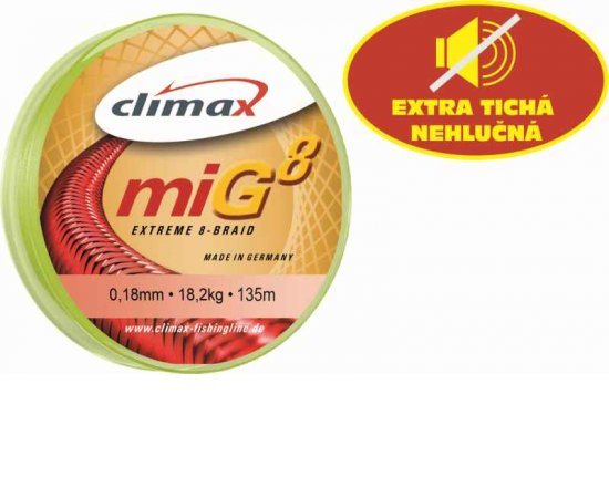 Climax šnúra 135m - miG 8 Braid Olive SB 135m 0,10mm / 7,9kg