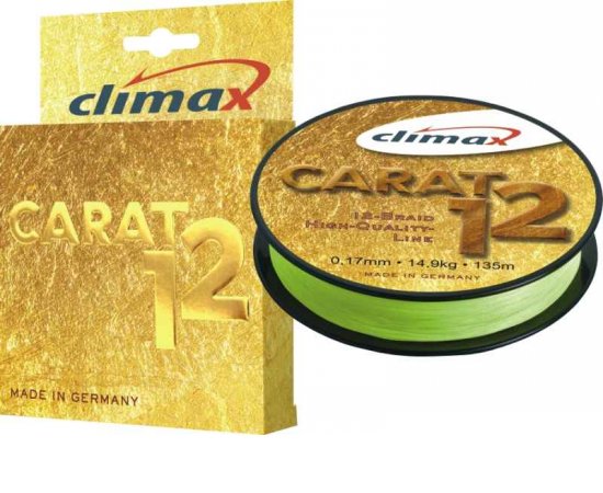 Pletená šnúra CLIMAX Carat 12 fluo žltá 135m 135m 0,13mm / 9,5kg