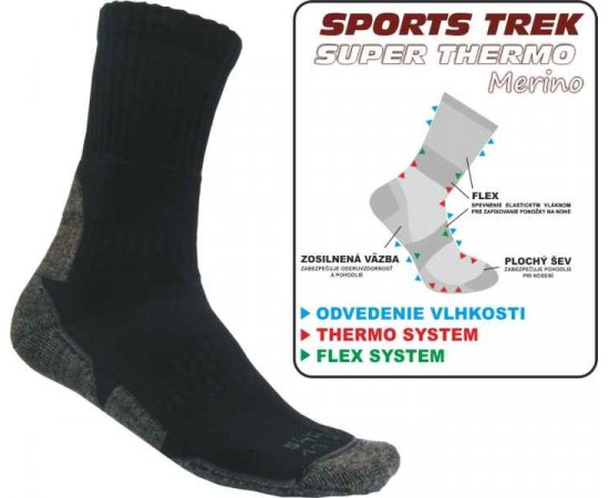 Rybárske Ponožky SPORTSTREK SUPER THERMO Merino veľkosť 43-46