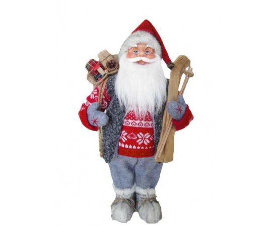 Dekorácia MagicHome Vianoce, Santa stojaci, s lyžami, 46 cm