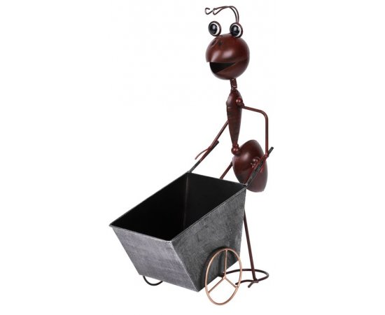 Dekoracia MagicHome Mecco 4212, Mravec s vozíkom, 46 cm, plech