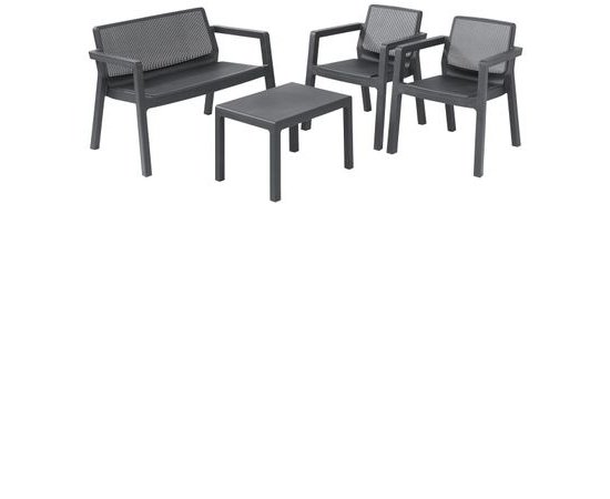Set terasový Allibert EMILY, graphite, stôl, 2x kreslo, 1x dvojkreslo, podušky