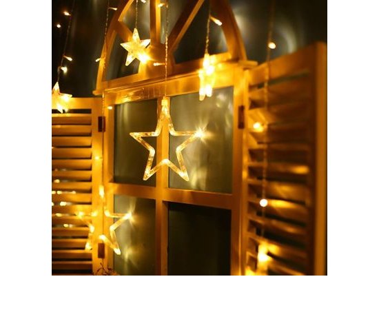 Reťaz MagicHome Vianoce Curtain, 138x LED teplá biela, s hviezdami, 230V, 8 funkcií, osvetlenie, L-220x60/90 cm