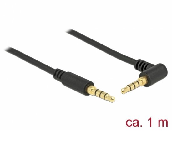 Delock Kabel Stereo Jack 3,5 mm 4 pin samec &gt; samec pravoúhlý 1 m černý