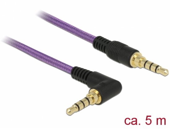 Delock Kabel Stereo Jack 3,5 mm 4 pin samec &gt; samec pravoúhlý 5 m fialový