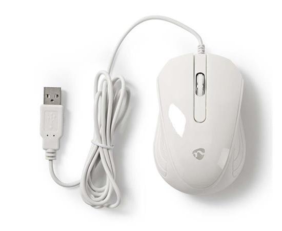 Nedis MSWD300WT - Kabelová Počítačová Myš | 1 000 dpi | 3 tlačítka | Bílá barva