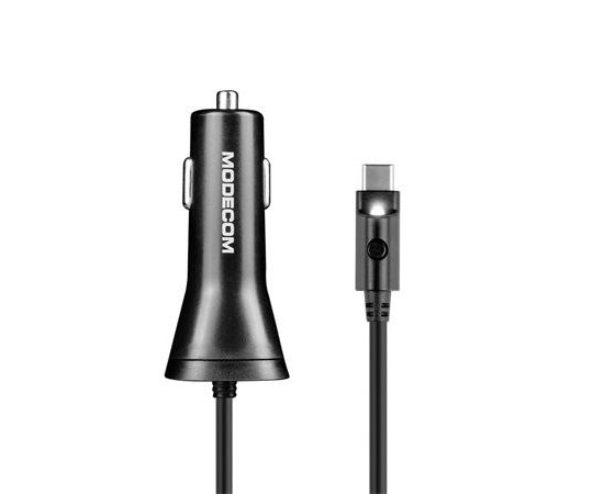 Modecom ROYAL MC-KULC-02 USB-C nabíječka do auta vč. kabelu s Quick Charge 3.0 + 1x USB-A port, 5V/3A, černá 