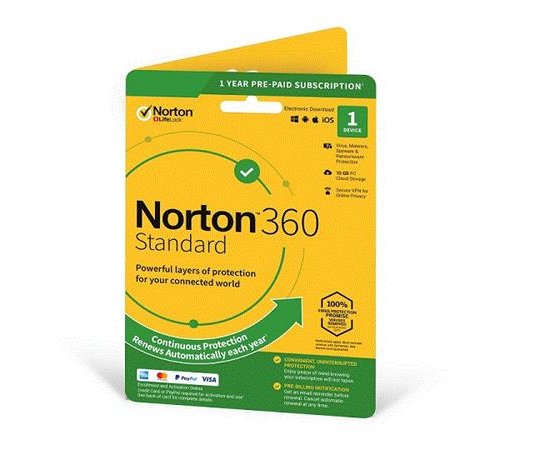 NORTON 360 STANDARD 10GB + VPN 1 uživatel pro 1 zařízení na 1rok