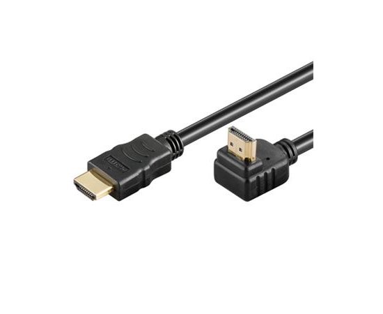 PremiumCord HDMI High Speed+Ethernet kabel, zlacený zahnutý konektor 90° 5m