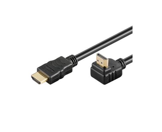 PremiumCord HDMI High Speed+Ethernet kabel, zlacený zahnutý konektor 90° 10m