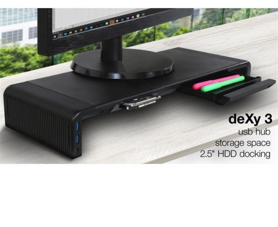 EVOLVEO deXy 3 HDD, podstavec pro monitor s HDD rámečkem,2x USB, USB-C
