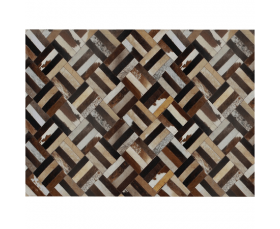 KONDELA Luxusný kožený koberec, hnedá/čierna/béžová, patchwork, 120x180 , KOŽA TYP 2