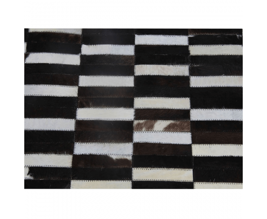 KONDELA Luxusný kožený koberec, hnedá/čierna/biela, patchwork, 171x240, KOŽA TYP 6