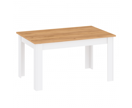 KONDELA Jedálenský stôl, biela alba/dub craft zlatý, 135-184x86 cm, LANZETTE S