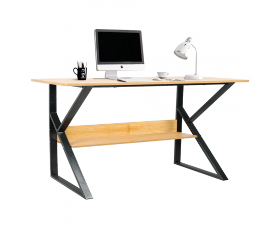 KONDELA Písací stôl s policou, buk/čierna, TARCAL 140