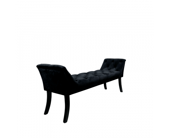 KONDELA Dizajnová lavica, čierna Velvet látka/kaučukové drevo, 160 cm, HEMY TYP 1