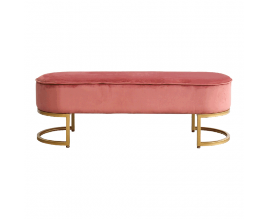 KONDELA Dizajnová lavica, ružová Velvet látka/gold chróm-zlatý, MIRILA NEW
