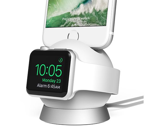 iOttie OmniBolt Charging Watch &amp; iPhone Stand - White/Silver