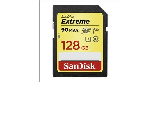 SanDisk Extreme SDXC Card 128 GB 90 MB/s Class 10 UHS-I U3 V30