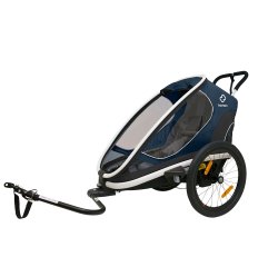 HAMAX Outback One - jednomiestny vozík za bicykel vr. ramená + kočíkovú set - Navy/White, polohov