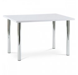 AUTRONIC AT-1914B WT jedálenský stôl 120x75cm, vysoký lesk biely, chróm