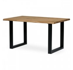 AUTRONIC DS-U140 DUB Stůl jídelní, 140x90x75 cm, masiv dub, kovová noha ve tvaru písmene 