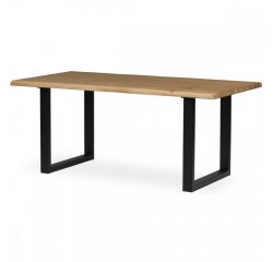 AUTRONIC DS-U180 DUB Stůl jídelní, 180x90x75 cm,masiv dub, kovová noha ve tvaru písmene &quot;U&quot;, černý lak
