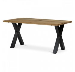 AUTRONIC DS-X160 DUB Stůl jídelní, 160x90x75 cm, masiv dub, kovové podnoží ve tvaru písmene &quot;X&quot; , černý lak