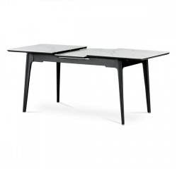 AUTRONIC HT-402M WT Jedálenský stôl 140+40x80 cm, keramická doska biely mramor, masív, čierny matný lak