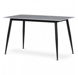 AUTRONIC HT-403M GREY Stůl jídelní 130x70x76 cm, deska slinutý kámen v imitaci matného mramoru, černé kovové nohy