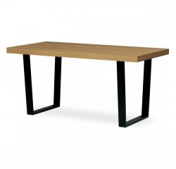 AUTRONIC HT-514 OAK Jídelní stůl, 160x8x760 cm, MDF deska, dýha dub, kovové nohy, černý lak
