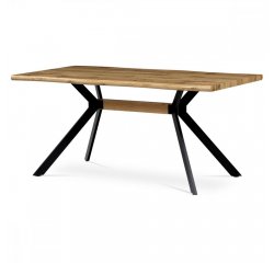 AUTRONIC HT-863 OAK Jedálenský stôl, 160x90x76 cm, MDF doska, 3D dekor divoký dub, kov, čierny lak