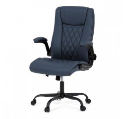 AUTRONIC KA-Y344 BLUE Kancelářská židle, tmavě modrá ekokůže, taštičkové pružiny, kovový kříž, kolečka na tvrdé podlahy