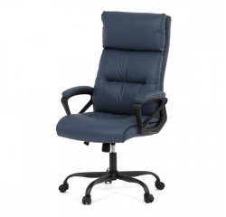 AUTRONIC KA-Y346 BLUE Kancelářská židle, tmavě modrá ekokůže, taštičkové pružiny, kovový kříž, kolečka na tvrdé podlahy