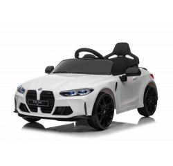 Elektrické autíčko BMW M4, biele, 2,4 GHz dialkové ovládanie, USB / Aux Vstup, odpruženie, 12V batéria, LED Svetlá, 2 X MOTOR, ORIGINAL licencia