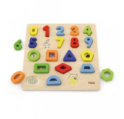 Drevené vkladacie puzzle Viga Čísla a tvary