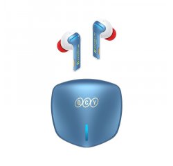 QCY - G1 bezdrátová herní sluchátka s dobíjecím boxem,Bluetooth 5.2,  modro-červená