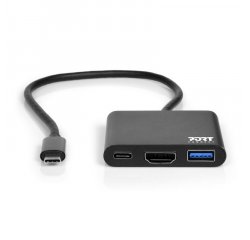 PORT CONNECT USB-C HUB, HDMI 1X 4K + USB-A + USB-C, černý
