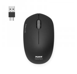 PORT CONNECT Wireless COLLECTION, bezdrátová myš, USB-A a USB-C dongle, 2.4Ghz, 1600DPI, černá
