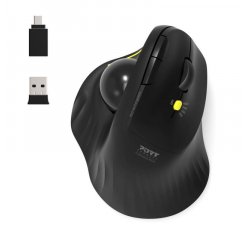 PORT CONNECT ERGONOMIC TRACKBALL, bezdrátová ergonomická myš, 2,4 Ghz a Bluetooth®, USB-A/C, černá