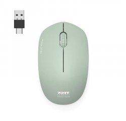 PORT CONNECT Wireless COLLECTION, bezdrátová myš, USB-A a USB-C dongle, 2.4Ghz, 1600DPI, olivová